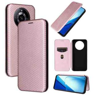 For Realme 11 5G Carbon Fiber Texture Flip Leather Phone Case(Pink)