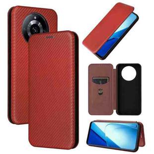 For Realme 11 5G Carbon Fiber Texture Flip Leather Phone Case(Brown)