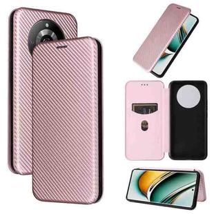 For Realme 11 Pro / 11 Pro+ Carbon Fiber Texture Flip Leather Phone Case(Pink)