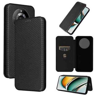 For Realme 11 Pro / 11 Pro+ Carbon Fiber Texture Flip Leather Phone Case(Black)