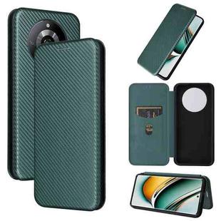 For Realme 11 Pro / 11 Pro+ Carbon Fiber Texture Flip Leather Phone Case(Green)