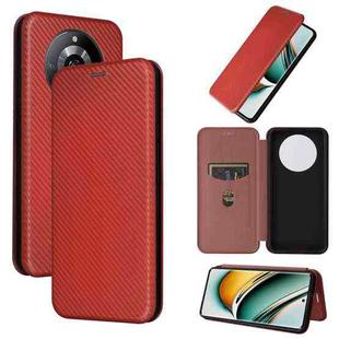For Realme 11 Pro / 11 Pro+ Carbon Fiber Texture Flip Leather Phone Case(Brown)