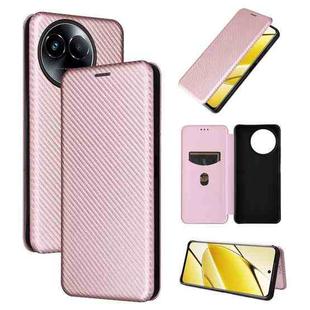 For Realme 11 5G / 11x Carbon Fiber Texture Flip Leather Phone Case(Pink)
