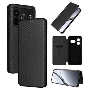 For Realme GT5 5G Carbon Fiber Texture Flip Leather Phone Case(Black)