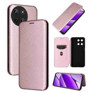 For Realme 11 4G Global Carbon Fiber Texture Flip Leather Phone Case(Pink)