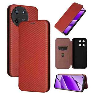 For Realme 11 4G Global Carbon Fiber Texture Flip Leather Phone Case(Brown)