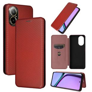 For Realme C67 4G Carbon Fiber Texture Flip Leather Phone Case(Brown)