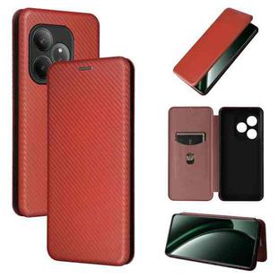 For Realme GT 6 / GT 6T Carbon Fiber Texture Flip Leather Phone Case(Brown)