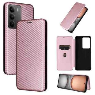 For Realme C75 4G Carbon Fiber Texture Flip Leather Phone Case(Pink)