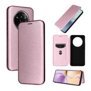 For Realme 14 Pro 5G Global Carbon Fiber Texture Flip Leather Phone Case(Pink)