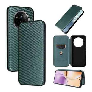 For Realme 14 Pro 5G Global Carbon Fiber Texture Flip Leather Phone Case(Green)