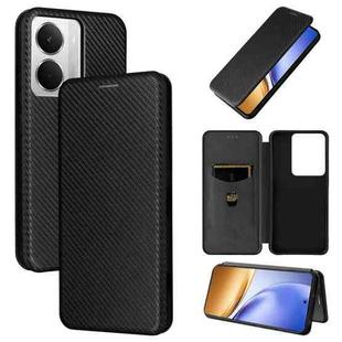 For Realme 14 5G Global Carbon Fiber Texture Flip Leather Phone Case(Black)