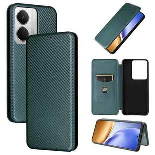 For Realme 14 5G Global Carbon Fiber Texture Flip Leather Phone Case(Green)