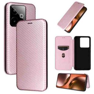 For Realme GT 7 Global Carbon Fiber Texture Flip Leather Phone Case(Pink)