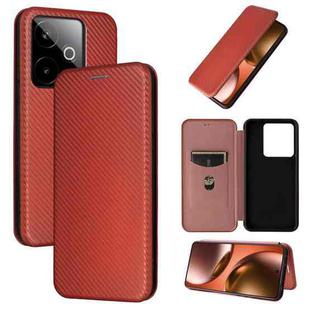 For Realme GT 7 Global Carbon Fiber Texture Flip Leather Phone Case(Brown)