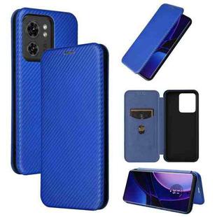 For Motorola Edge 40 Carbon Fiber Texture Flip Leather Phone Case(Blue)