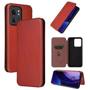For Motorola Edge 40 Carbon Fiber Texture Flip Leather Phone Case(Brown)