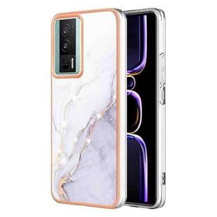 For Xiaomi Poco F5 Pro 5G/Redmi K60 Electroplating Marble Dual-side IMD Phone Case(White 006)