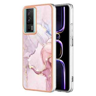 For Xiaomi Poco F5 Pro 5G/Redmi K60 Electroplating Marble Dual-side IMD Phone Case(Rose Gold 005)