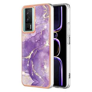For Xiaomi Poco F5 Pro 5G/Redmi K60 Electroplating Marble Dual-side IMD Phone Case(Purple 002)