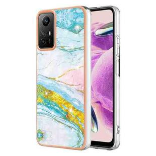 For Xiaomi Redmi Note 12S 4G Electroplating Marble Dual-side IMD Phone Case(Green 004)