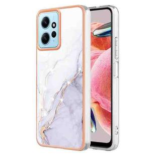 For Xiaomi Redmi Note 12 4G Global Electroplating Marble Dual-side IMD Phone Case(White 006)