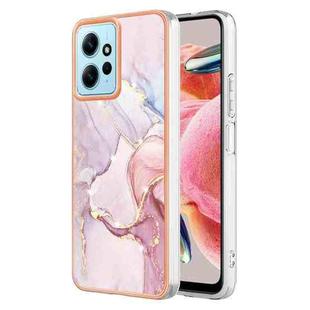 For Xiaomi Redmi Note 12 4G Global Electroplating Marble Dual-side IMD Phone Case(Rose Gold 005)