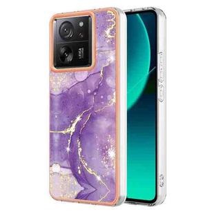 For Xiaomi 13T/13T Pro Electroplating Marble Dual-side IMD Phone Case(Purple 002)