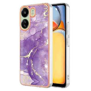 For Xiaomi Redmi 13C 4G Electroplating Marble Dual-side IMD Phone Case(Purple 002)