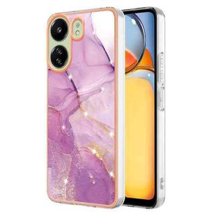 For Xiaomi Redmi 13C 4G Electroplating Marble Dual-side IMD Phone Case(Purple 001)