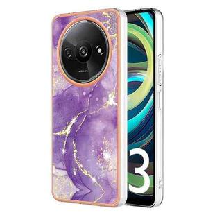For Xiaomi Redmi A3 Electroplating Marble Dual-side IMD Phone Case(Purple 002)