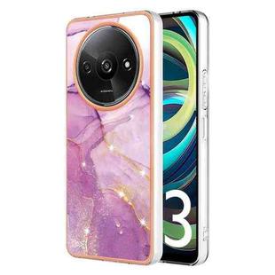 For Xiaomi Redmi A3 Electroplating Marble Dual-side IMD Phone Case(Purple 001)