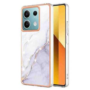 For Xiaomi Redmi Note 13 5G Global Electroplating Marble Dual-side IMD Phone Case(White 006)