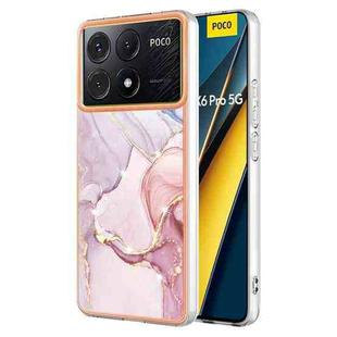 For Xiaomi Poco X6 Pro Electroplating Marble Dual-side IMD Phone Case(Rose Gold 005)