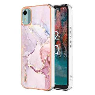 For Nokia C12 Electroplating Marble Dual-side IMD Phone Case(Rose Gold 005)