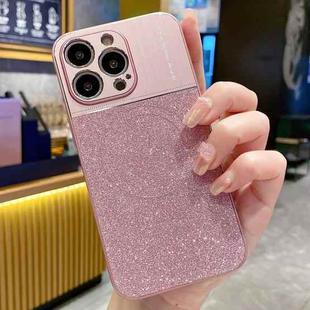 For iPhone 14 Pro Max Magsafe Magnetic Metallic Glitter Powder Shockproof Phone Case(Pink)