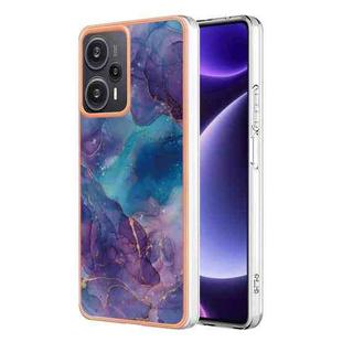 For Xiaomi Poco F5 5G/Redmi Note 12 Turbo Electroplating Marble Dual-side IMD TPU Phone Case(Purple 016)