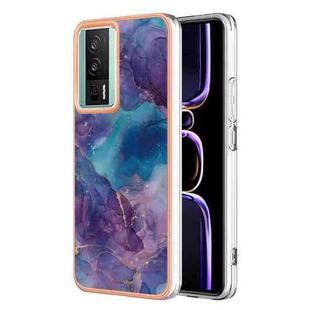 For Xiaomi Poco F5 Pro 5G/Redmi K60 Electroplating Marble Dual-side IMD Phone Case(Purple 016)