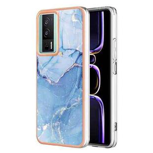 For Xiaomi Poco F5 Pro 5G/Redmi K60 Electroplating Marble Dual-side IMD Phone Case(Blue 018)