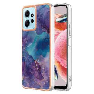 For Xiaomi Redmi Note 12 4G Global Electroplating Marble Dual-side IMD TPU Phone Case(Purple 016)