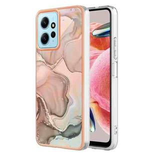 For Xiaomi Redmi Note 12 4G Global Electroplating Marble Dual-side IMD Phone Case(Rose Gold 015)