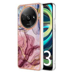 For Xiaomi Redmi A3 Electroplating Marble Dual-side IMD TPU Phone Case(Rose Red 014)