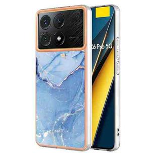 For Xiaomi Poco X6 Pro / Redmi K70E Electroplating Marble Dual-side IMD TPU Phone Case(Blue 018)