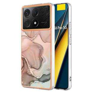 For Xiaomi Poco X6 Pro / Redmi K70E Electroplating Marble Dual-side IMD TPU Phone Case(Rose Gold 015)