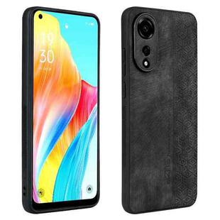 For OPPO A78 4G AZNS 3D Embossed Skin Feel Phone Case(Black)