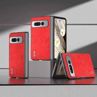For Google Pixel Fold ABEEL Retro Litchi Texture PU Phone Case(Red)