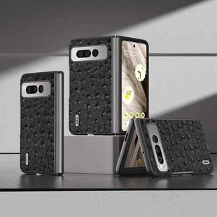 For Google Pixel Fold ABEEL Genuine Leather Ostrich Texture Phone Case(Black)
