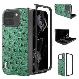 For Google Pixel 9 Pro Fold ABEEL Genuine Leather Ostrich Texture Phone Case(Green)