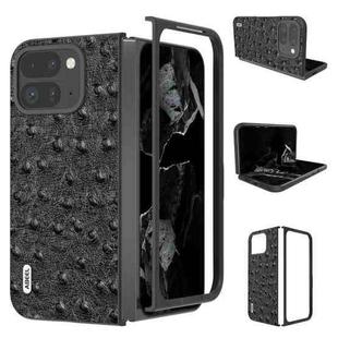 For Google Pixel 9 Pro Fold ABEEL Genuine Leather Ostrich Texture Phone Case(Black)