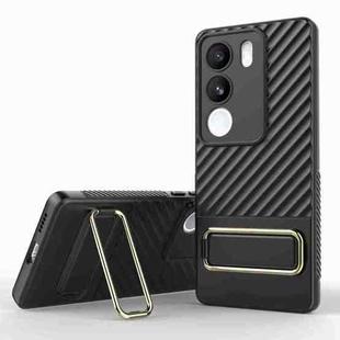 For vivo S17 Wavy Textured Phone Case(Black + Gold)